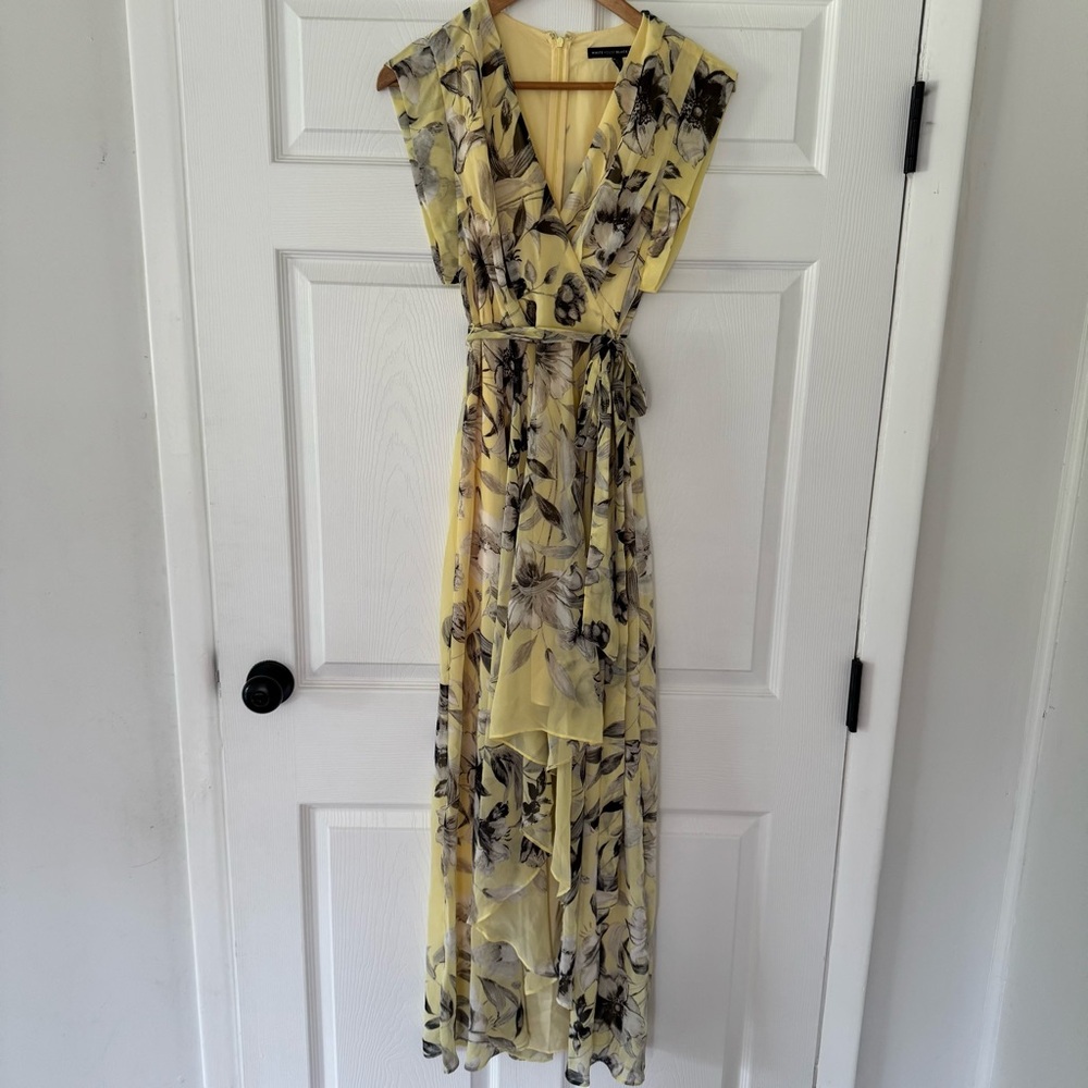 White House black market Floral Yellow Wrap Dress